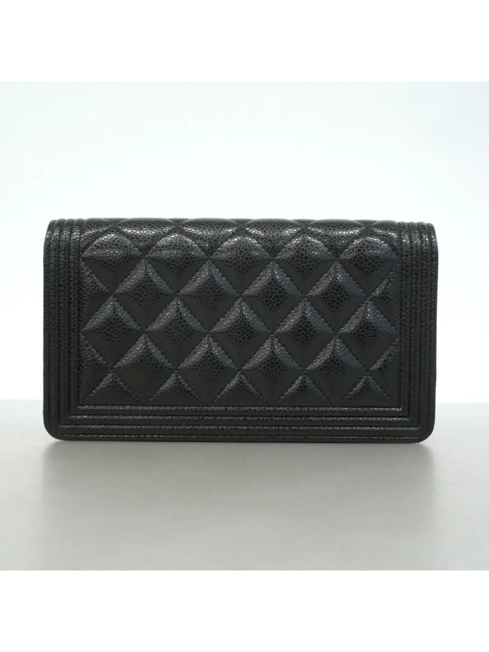 Chanel Wallet Boy Caviar Leather Black Gold